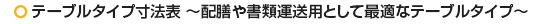 テーブルタイプ寸法表＝あ肥前や書類運送用として最適なテーブルタイプ